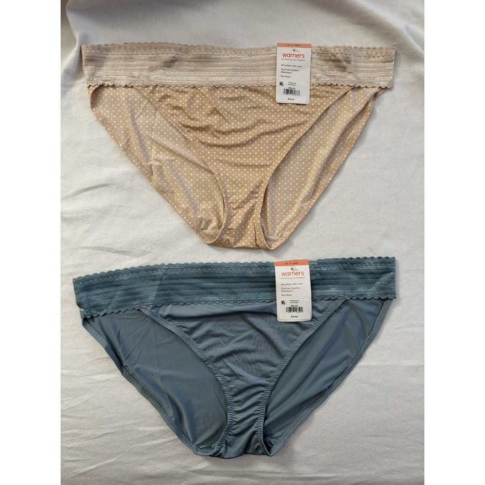 NEW Warners No Pinching No Problems Lace Bikini WR5509 2 Pair Women Size 3Xlarge